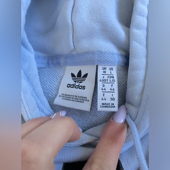 Adidas Cropped Light Blue Hoodie - Picture 3 of 15